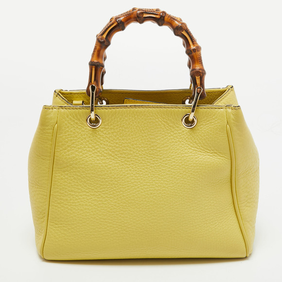 GUCCI Yellow Leather Mini Bamboo Tote - Picture 4 of 8